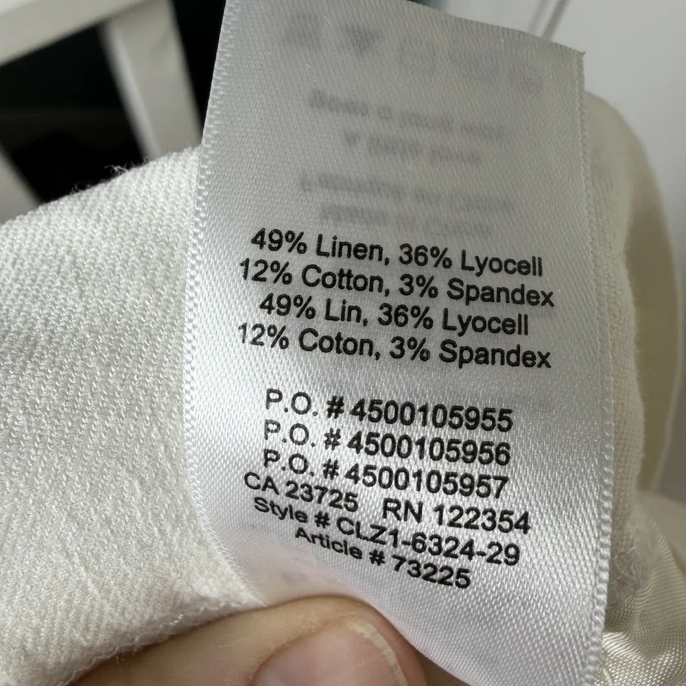 BABATON Size 8 White Cohen Linen Blend Crop Pleated Front & Elastic Pants NWOT